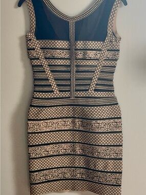 Herve Ledger (?) Sleeveless Black and Nude Thick Bandage Bodycon Dress